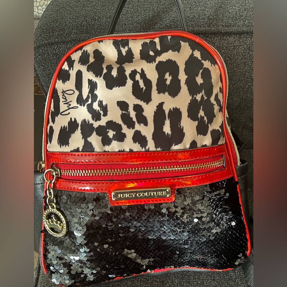 Juicy Couture Women’s Mini Back-Pack Cheetah Black Sequin Bag